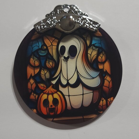 Cute Ghost Ornament Stained Glass Hanging Decor Holiday-Sun Catcher-Christmas - Picture 6 of 7